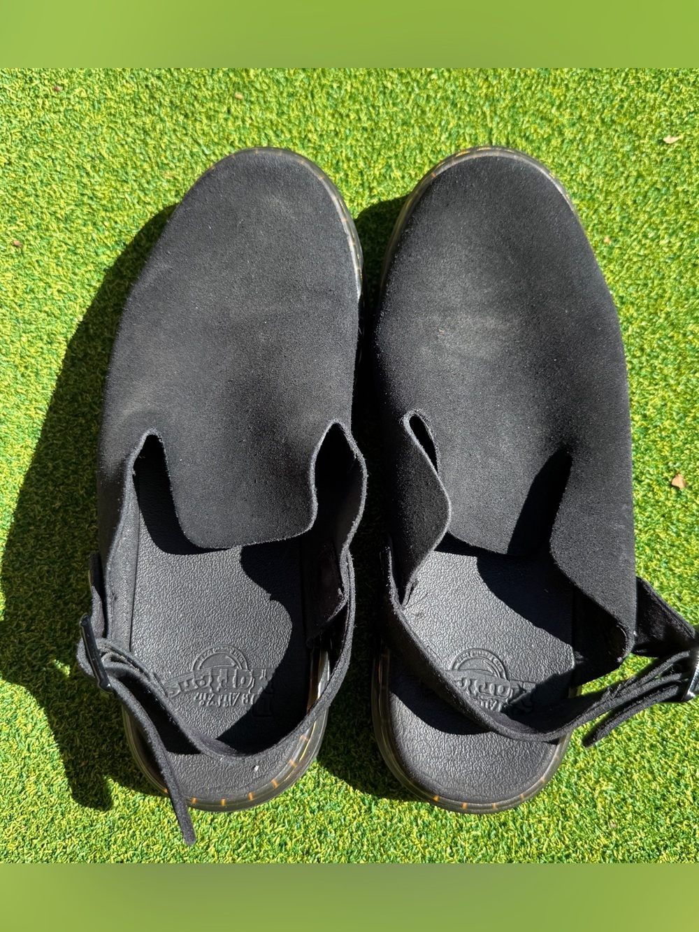 Dr Martens Carlson Black Suede Mules Womens 8 Mens 7 Slingback Clogs